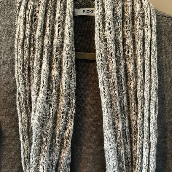 Rickis Grey open cardigan with built in Scarf Sz S - Picture 5 of 11
